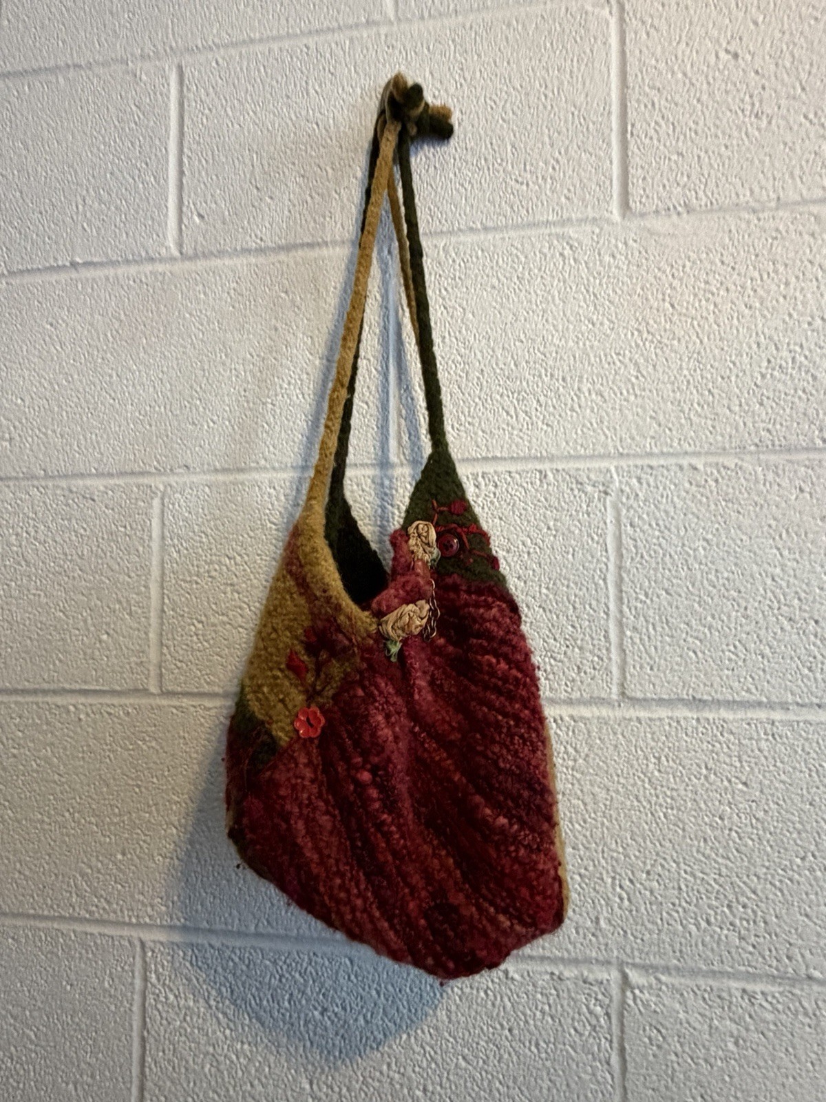 Handmade Wool Patchwork Bag Boho Cottagecore Whim… - image 2
