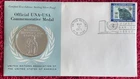 1971 One ounce Sterling Silver Medal on United Nations Assoc. cover-Refugees
