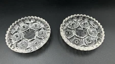 Vintage Set Of 2 Clear Pressed Glass Single Rest Ashtrays 4 3/8"
