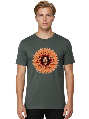 Faces-In-Floral-Pattern Mens Graphic Tee, 100% Cotton, Casual Summer Wear