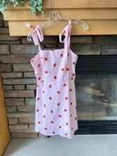 Women’s Pink SHEIN Strawberry Tie Straps Slip Dress Size XS US 2