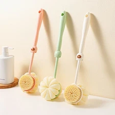 3PCS Long Handle Bath Body Brush Soft Back Shower Exfoliating Scrubber Massager