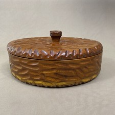Decorative Hand Carved Wood - Lidded Oval Bowl Hand Carving