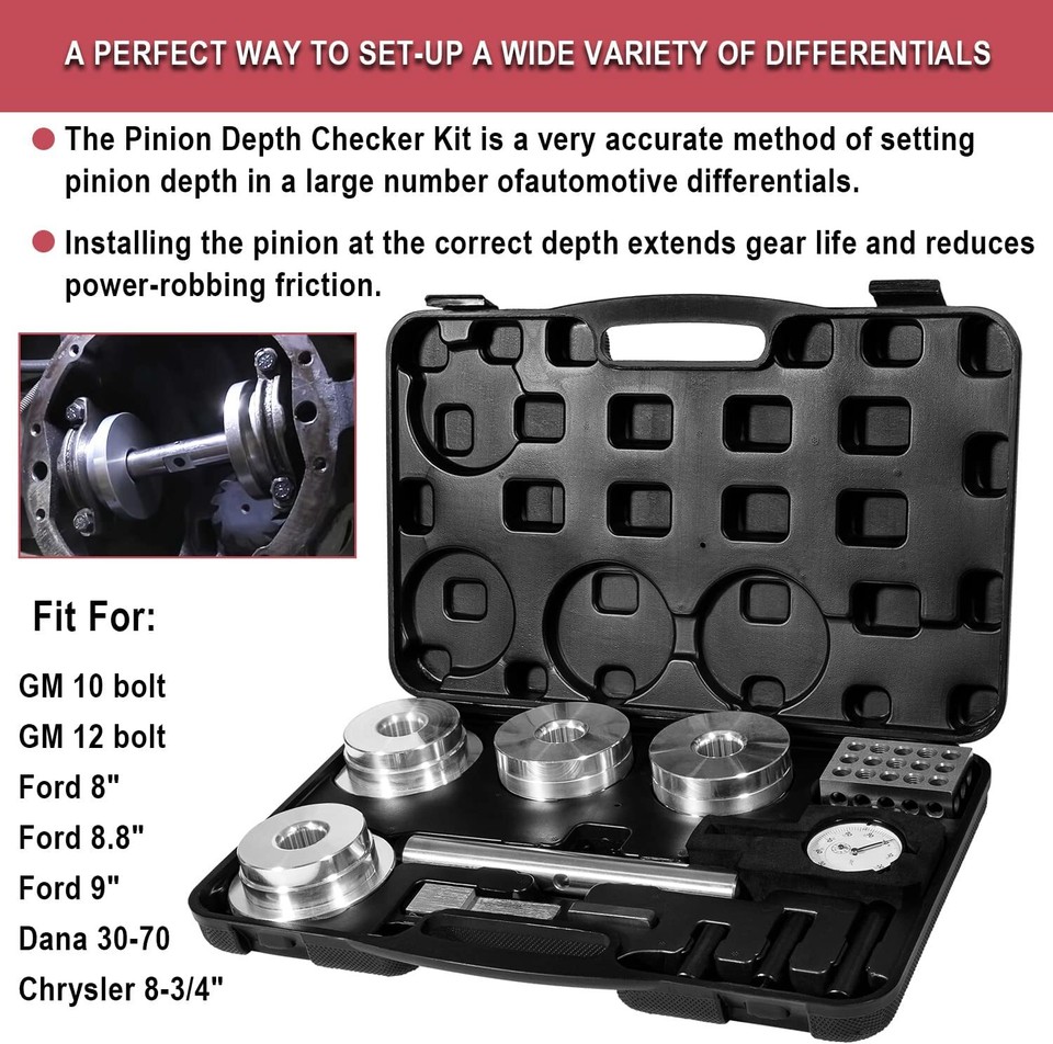 11001 Deluxe Pinion Depth Gauge Checker Tools For GM Ford Chrysler Dana ...
