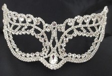 Crystal Bridal Clear Rhinestone Laser Cut Venetian Masquerade Mask Pear