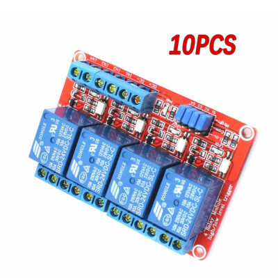 10PCS 24V 4 Channel Relay Module With OPTO-Isolated High and Low Level Trigger