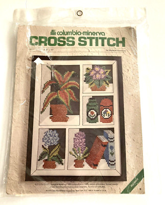 Vtg Columbia Minerva Cross Stitch Kit Book Shelf Floral Design 1975 USA Sealed