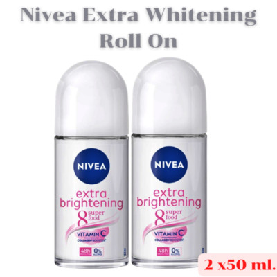 Nivea Extra Whitening Roll On 8 Super Food Vitamin C Collagen Booster 50ml x2