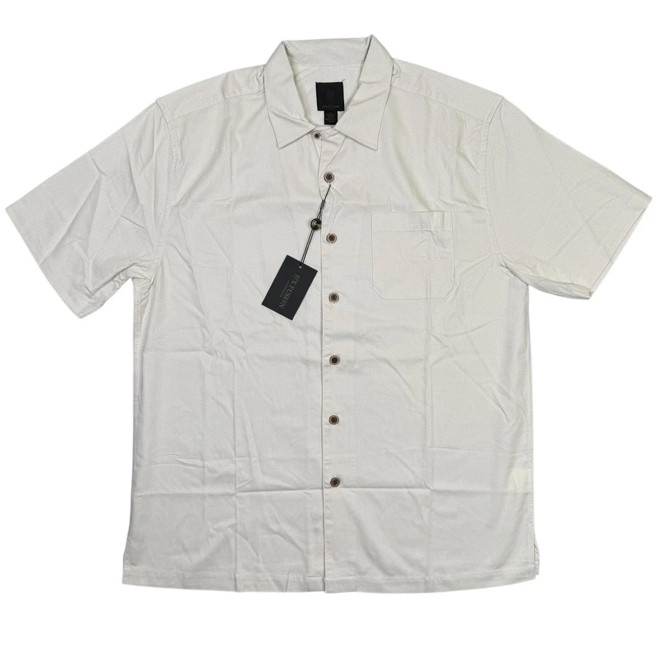 Camisa FX Fusion Para Hombre Grande L Beige Rayón Abotonada Manga Corta Playa Nueva con Etiquetas Nueva Foto 3 de 4