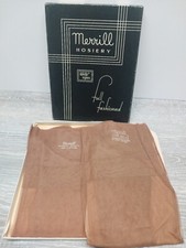 Merrill Hosiery Stockings in Box Vintage 2 Pair Beige Ambergleam 8 1/2 Nylons