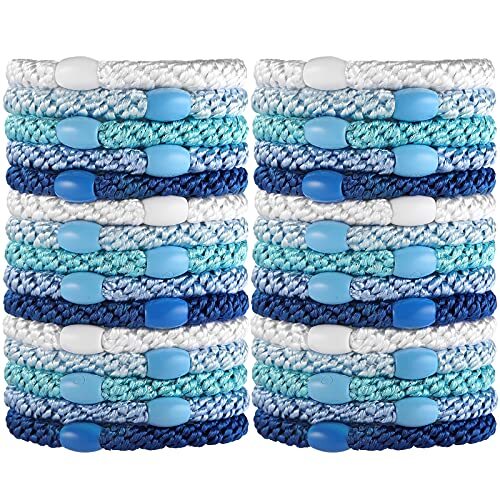 Thick Hair Ties, 30 Pcs High Elastic Hair Bands Ropes Ponytail Holders 2.Blue - Picture 1 of 5
