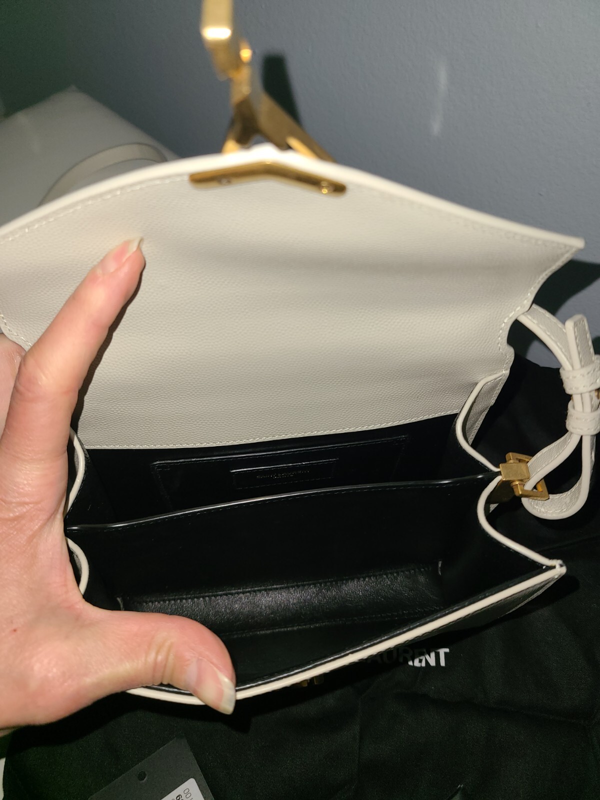 Borsa a tracolla convertibile in pelle avorio Yves Saint Laurent nuova con etichette $2550
