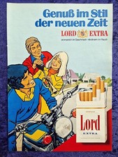Lord Extra  Zigaretten, originale Werbung aus 1973   mit  Motorrad