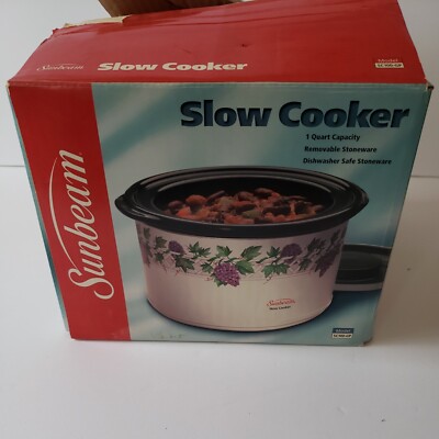 Vtg Sunbeam Mini Slow Cooker Rare Grape Vine Ivy Design SC100 Small Kitchen