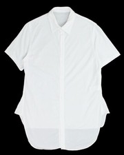Y's Yohji Yamamoto White Cotton Jersey Short Sleeve Button Up Shirt 1 Japan