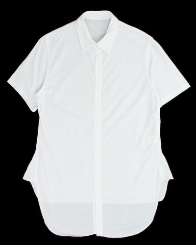 Y's Yohji Yamamoto White Cotton Jersey Short Sleeve Button Up Shirt 1 Japan