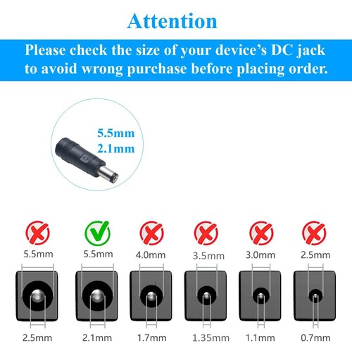 Adaptateur d'alimentation DC 9V 05A Fiche 55mm x 21mm Centre Positif - Photo 6 sur 8