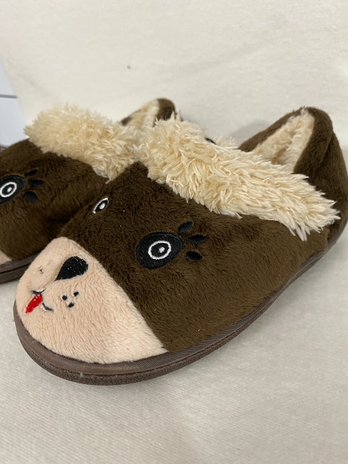 SAOLA Wonder Nation Ciabatta Bambini 7 8 Orso Marrone Sherpa Foderata in Pile Suola in Gomma