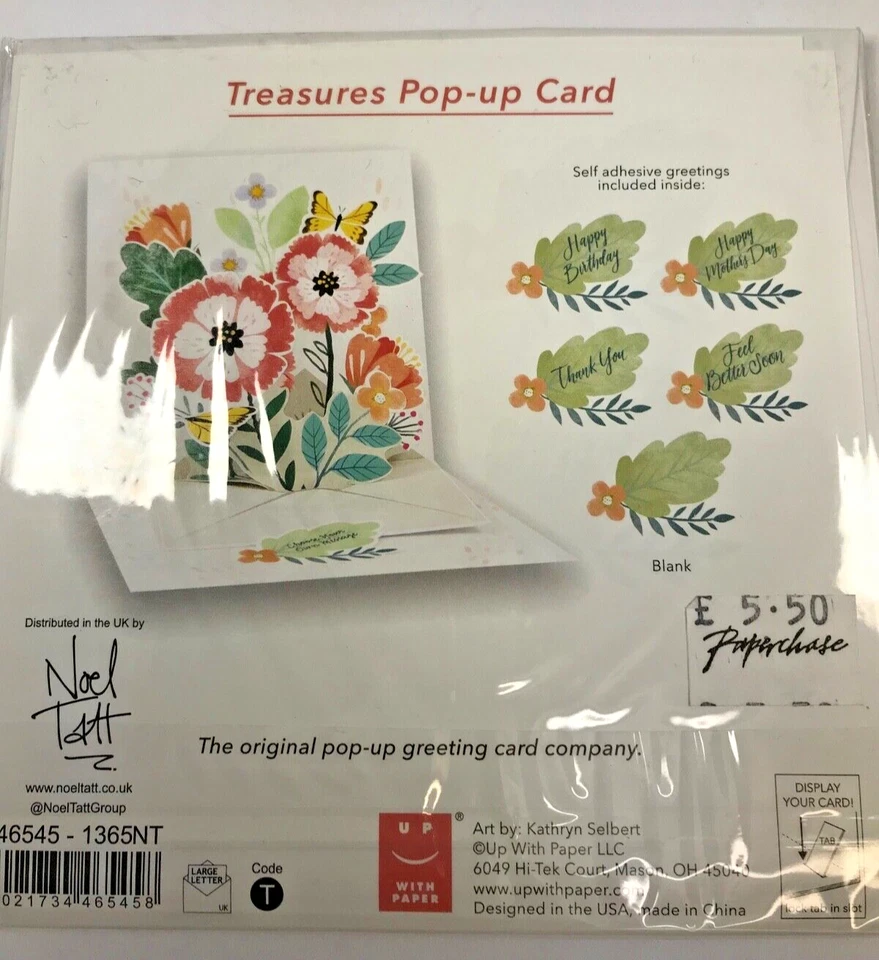 Treasures Pop Up Greeting Card Floral Multiple Self Adhesive Greeting Large Card - Image 2 of 2