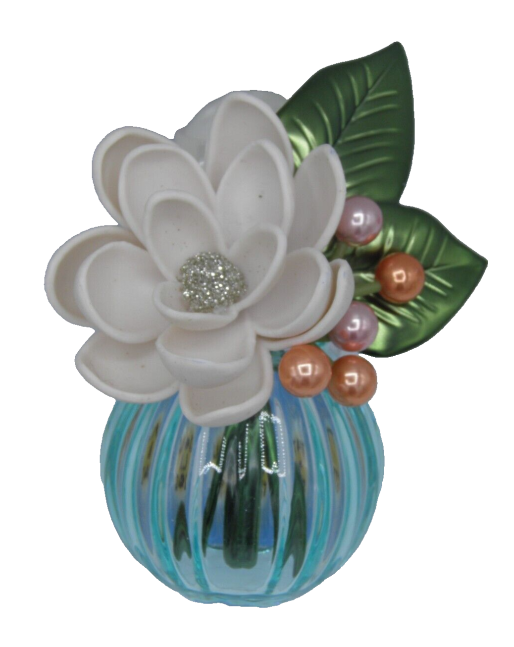 Bath Body Works Flower Vase Pearls Plug-In Diffuser Warmer with Gems Light