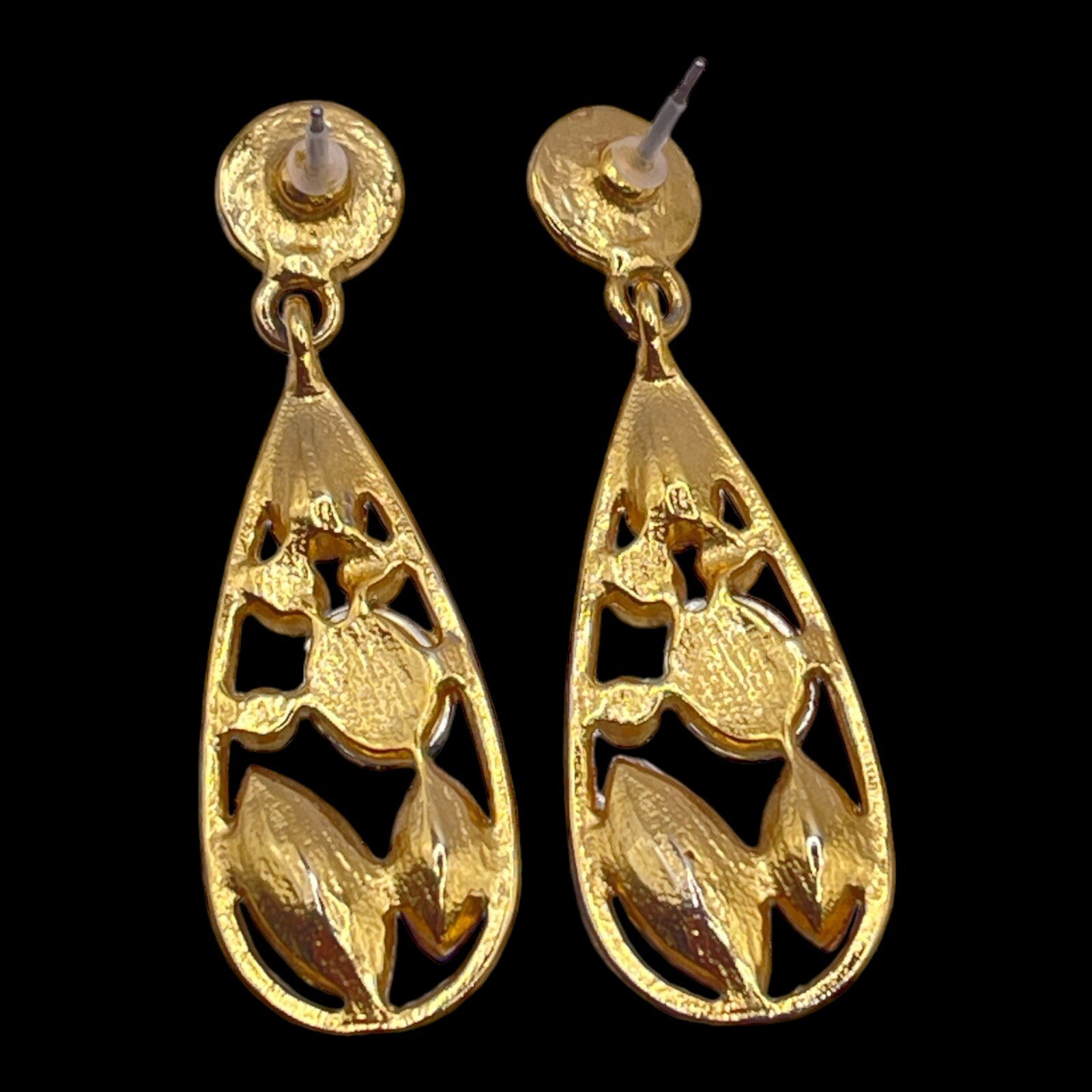 Rhinestones Statement Earrings Drop Dangle Gold T… - image 4