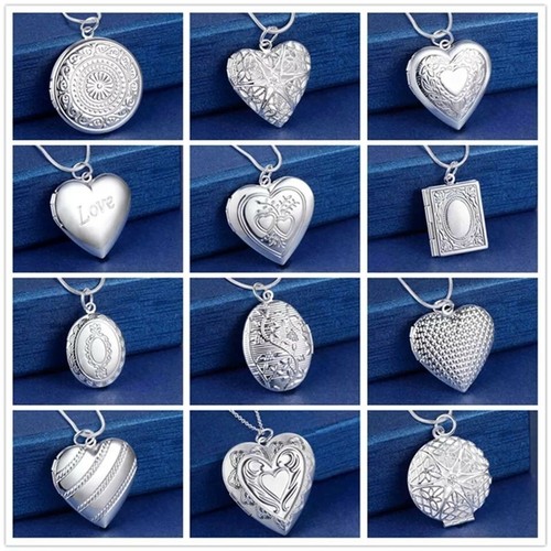 Large Heart Photo Locket Open Pendant 18 inch Necklace 925 St Silver Hallmarked - Picture 8 of 8