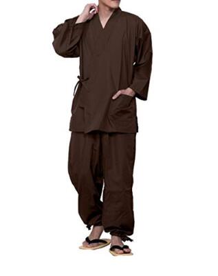 Traditional Japanese Working/Room Clothes SAMUE Men's All-Season Brown 3L Size