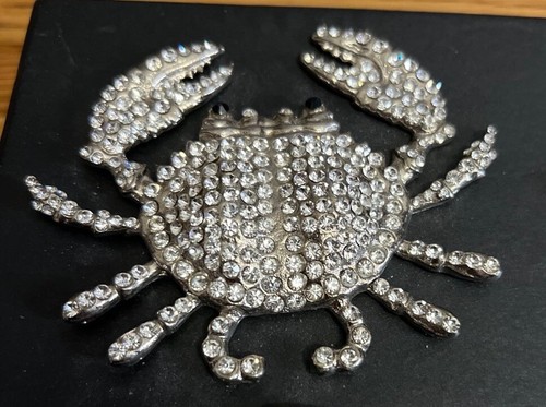 Tahari Set Of 4 Bling Rhinestone Sea Crab Silver Tone Napkin Rings. NIB - Picture 2 of 3
