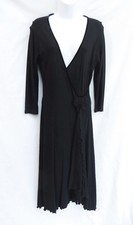 VERONIKA MAINE Womens Black Faux Wrap 3/4 Sleeve Midi Jersey Dress 10 L