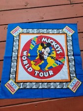 Vintage 1980s Disney Bandana Scarf Mickey Mouse World Tour Music Woronowicz