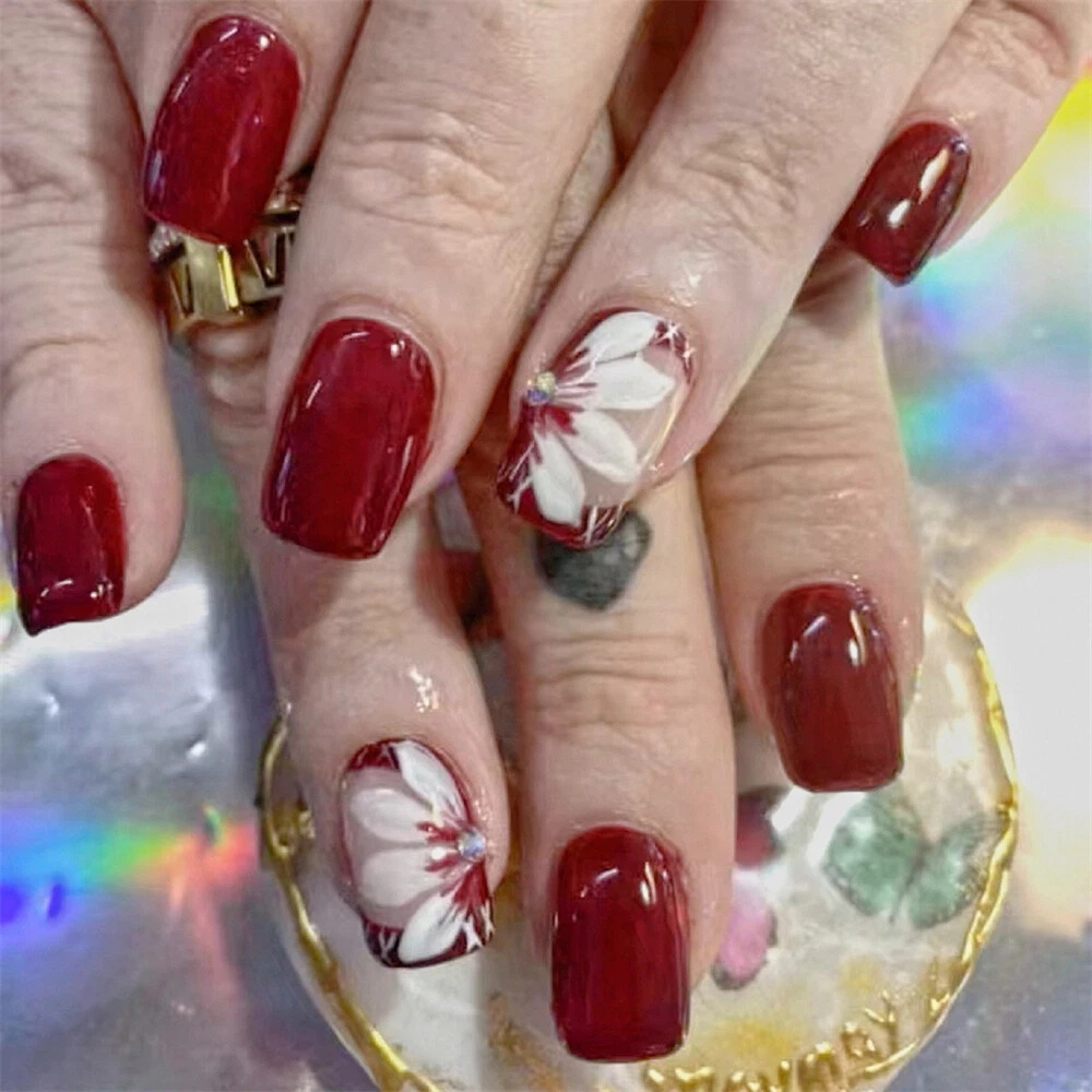 christmas red nails designs
