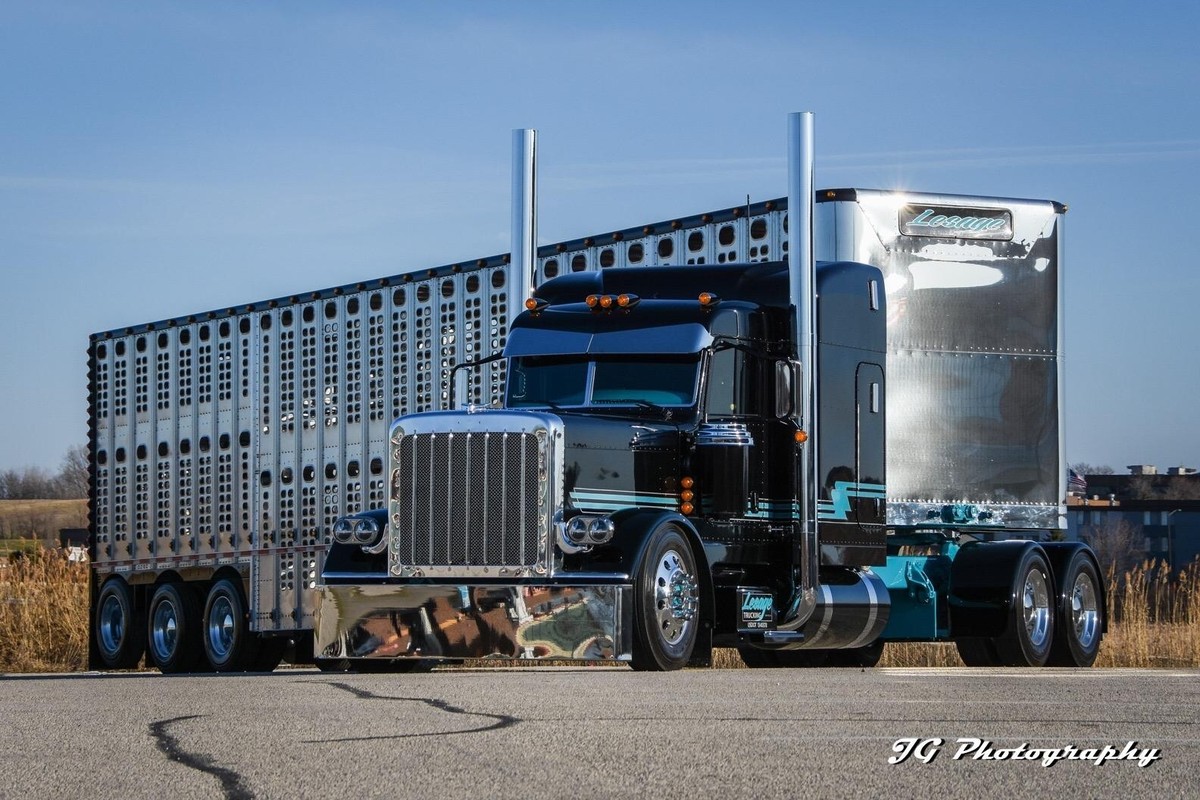 DCP 1/64 Lesage Trucking Peterbilt 389 Wilson Livestock Trailer 60
