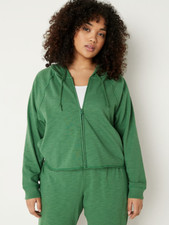 Victoria's Secret Pink Summer Lounge Cotton Zip-Up Hoodie Cream Green Large NEW
