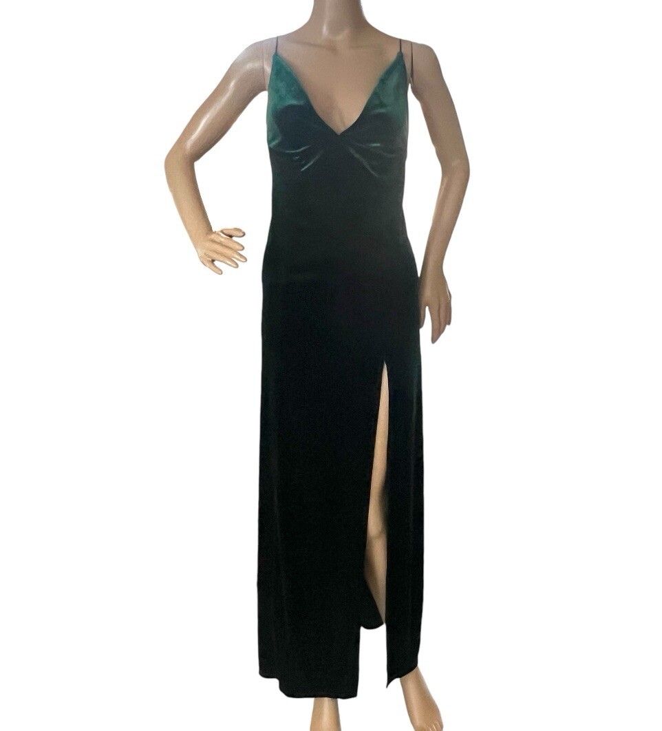 Fashion Nova Womens Velvet Green Backless Maxi Dress Size M | eBay