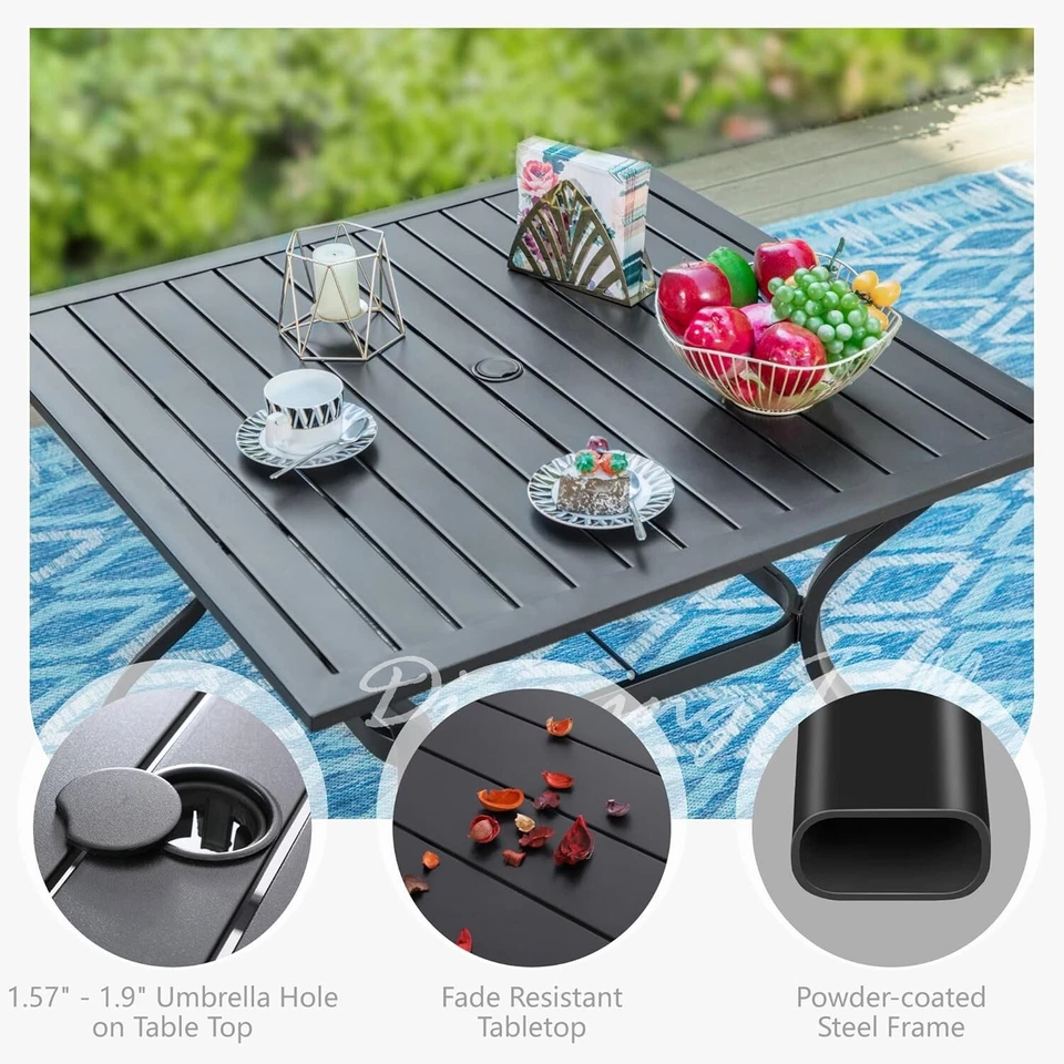 Juego de 5 piezas de sillas y mesa ligeras de aluminio para comedor de exterior para patio Foto 3 de 4