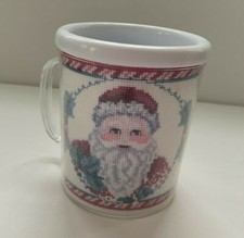 MCG Textiles Stitch A Mug White Insert 14 Count White Aida Jolly Santa Pattern