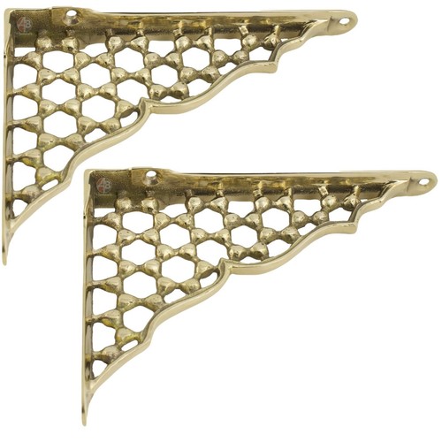 Pair of Small Victorian Honeycomb Shelf Brackets - Vintage Antique Wall Support - Picture 2 of 4