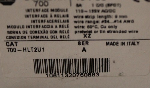 NUOVO AB 700-HLT2U1 Morsettiera Ser A + Relè AB 700-TBR60 110-125V - Foto 2 di 2