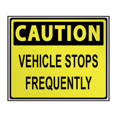 Industrial Decals Horizontal Vinyl Stickers Caution Vehicle Stops Sign Safety