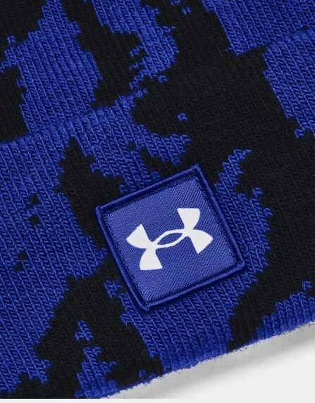 Under Armour Beanie Mens One Size Halftime Classic Fold Over Cuff Blue Camo - Image 4 of 4