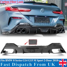 For 2018+ BMW 8 Series G14 G15 M Sport Rear Bumper Diffuser W/ LED Carbon Look