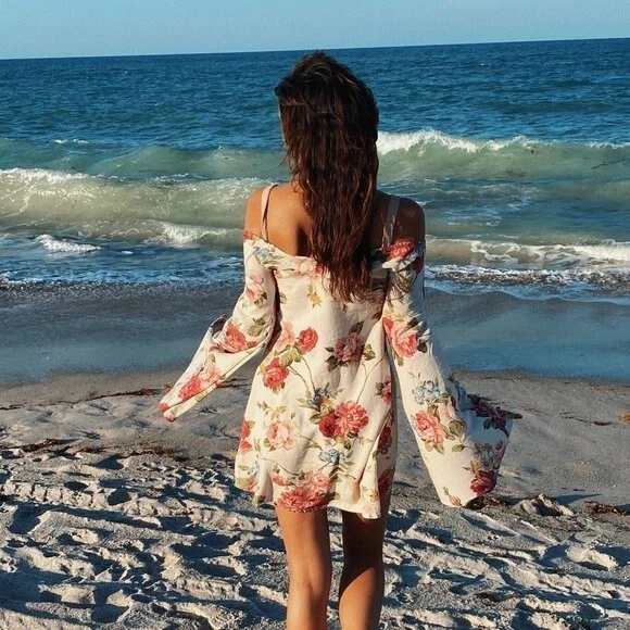 Mini vestido vintage floral manga sino hippie mod pequeno - Imagem 4 de 4