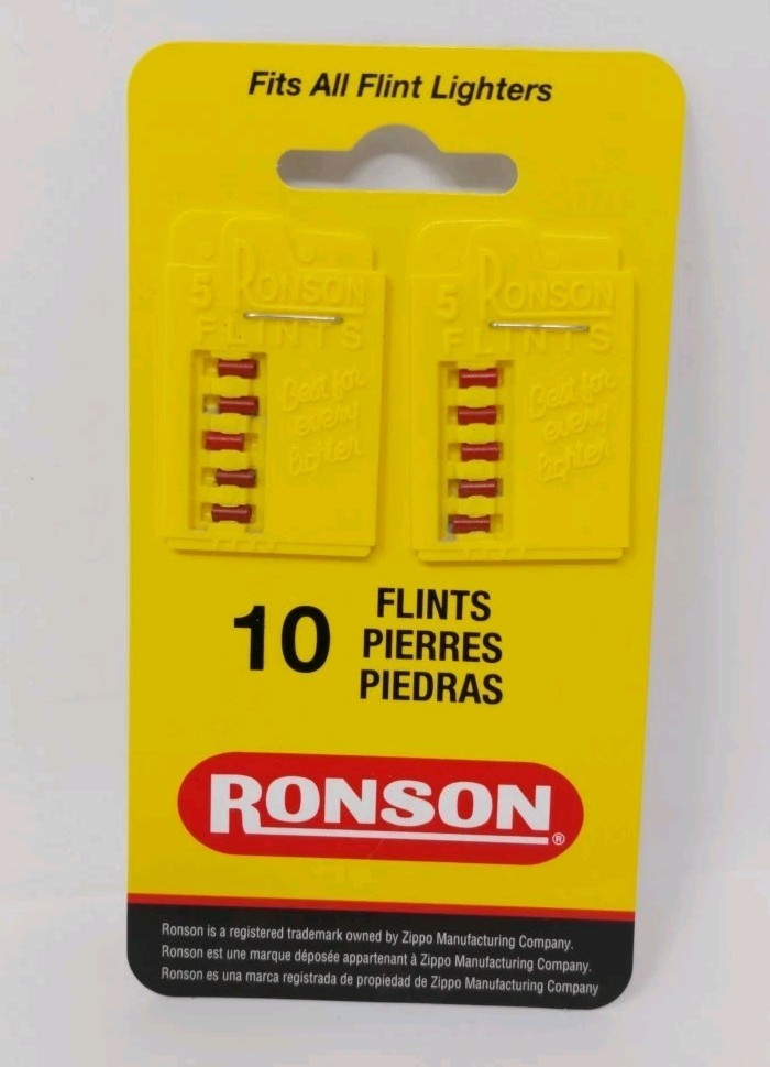 Flints Ronson 10 Pack Red Made In Usa Fits All Lighters