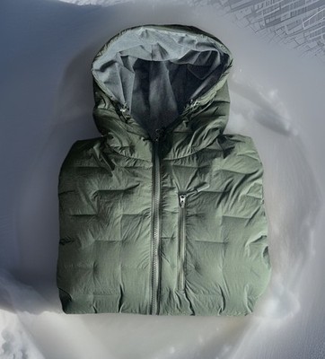 Prometheus Design Werx Green Goose Down Hooded Puffer Jacket Large Lightweight