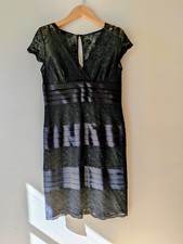 Women's Dress Midi Black Size 14 Lace Dusk Sexy Cap Sleeve Lined Event Formal 