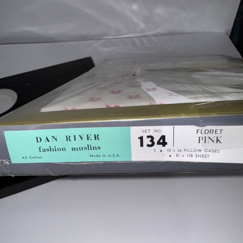 Set lenzuola Dan River lusso Muslins rosa made in USA cotone vintage 81x108 - Foto 5 di 6