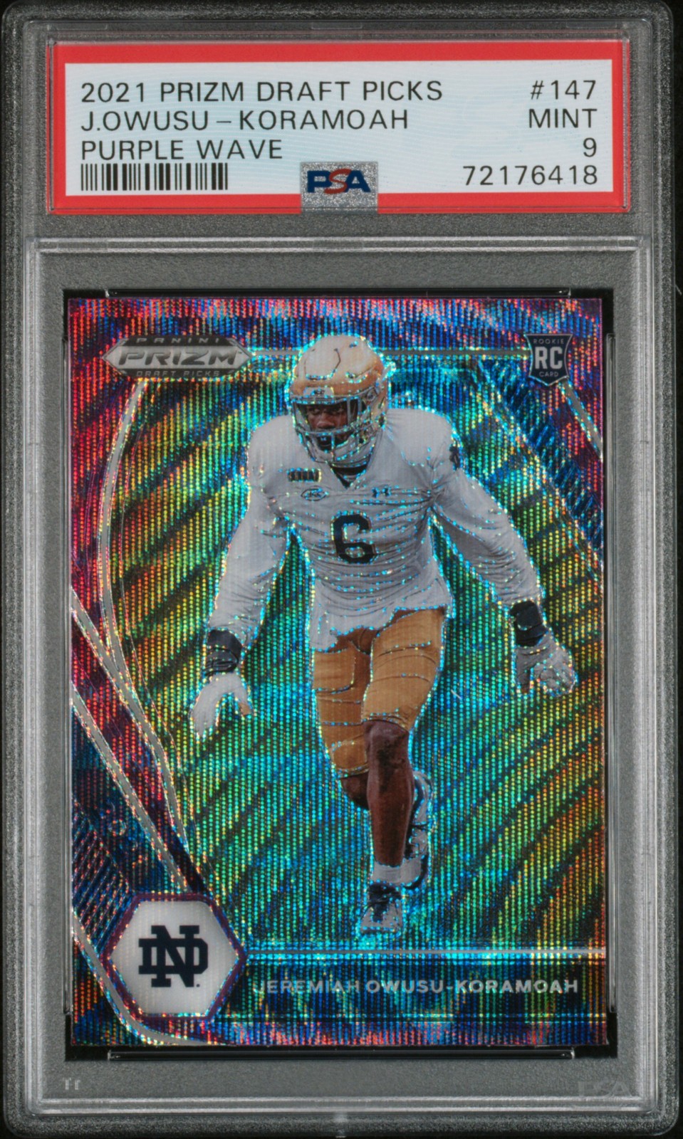 Jeremiah Owusu-Koramoah Panini Prizm Draft Picks #147 Purple Wave