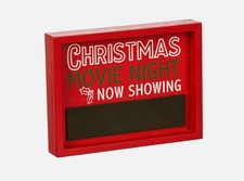 8" Wood Christmas Movie Night Table/Wall Sign with Chalkboard