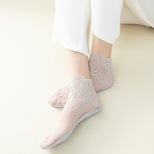 Calze donna maglia pizzo trasparente calze sottili corte alla caviglia calze estive traspiranti-B7