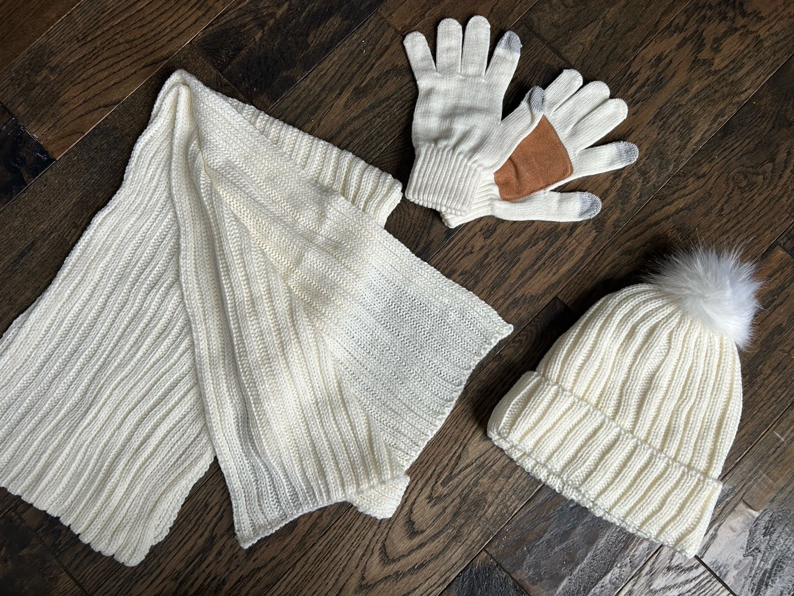 Snow hat scarf and gloves bundle NEW cream ivory